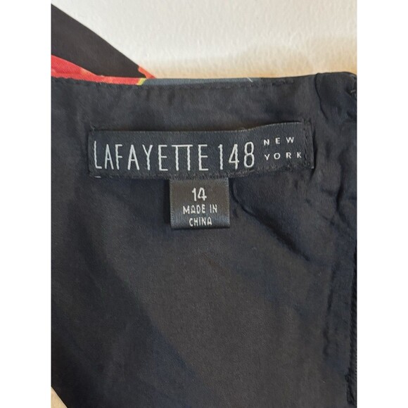 LAFAYETTE 148 Blamu 100% Silk Floral Crisscross A-Line Dress 14 Formal Party - Picture 2 of 13